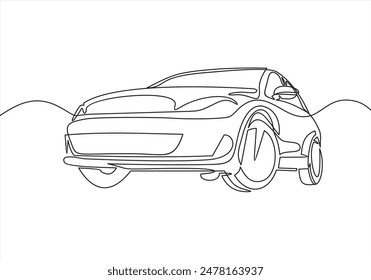 Ilustración vectorial de línea continua del coche