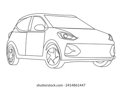 Car in Continuous one line drawing. Vehicle car auto vector icon.  isolated on white background. Vector illustration
