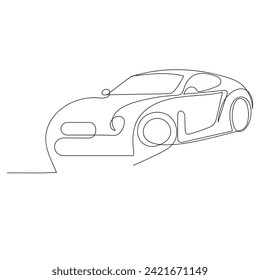 Car continuous one line drawing of outline vector illustration