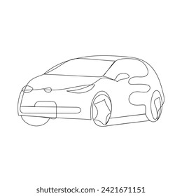 Car continuous one line drawing of outline vector illustration