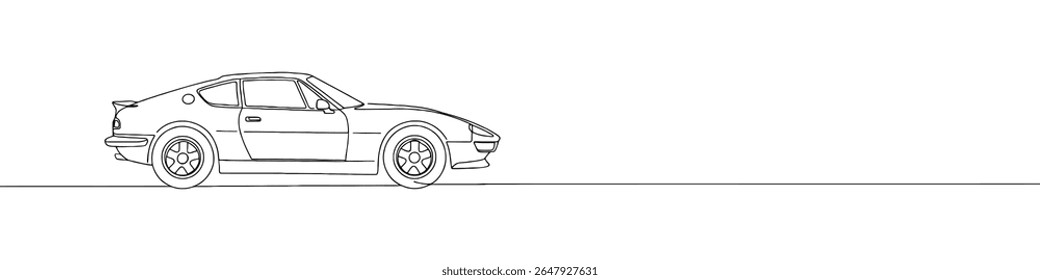 Dibujo continuo de una línea del coche. Vehículo en estilo de línea. Ilustración vectorial.
