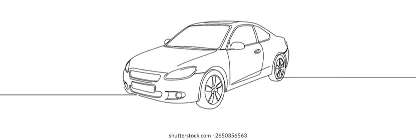 Dibujo continuo de una línea del coche. Vehículo en estilo de línea. Ilustración vectorial.
