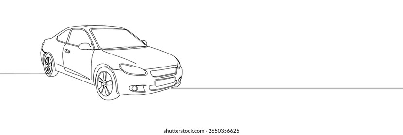 Dibujo continuo de una línea del coche. Vehículo en estilo de línea. Ilustración vectorial.