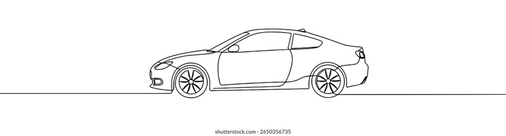 Dibujo continuo de una línea del coche. Vehículo en estilo de línea. Ilustración vectorial.