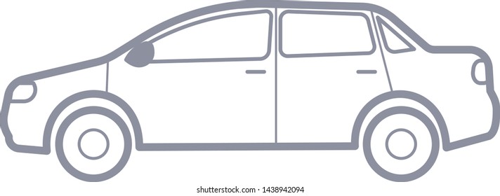 Car contour, isolated vector graphics