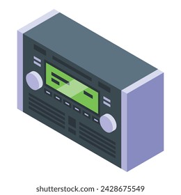 Ikone des Fahrzeugkontrollzentrums, isometrischer Vektor. Lautstarker Radio-Player. Logo-Lautstärke