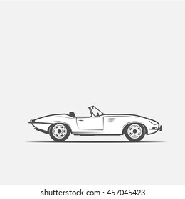 car convertible in black and white style - vector illustration.