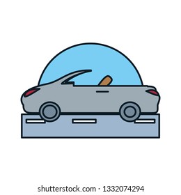 car convertible in road isolated icon
