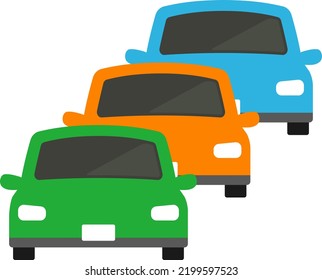 Car Convoy Isolated Vector Illustration.