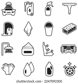 Car Cosmetics Icons. Line With Fill Design. Vector Illustration.