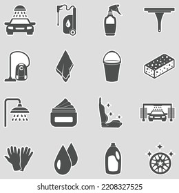 Car Cosmetics Icons. Sticker Design. Vector Illustration.