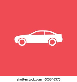 Car Coupe Flat Icon On Red Background