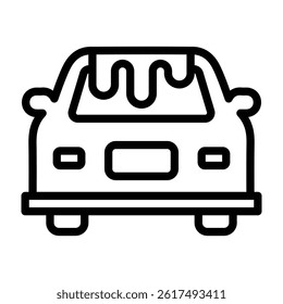 Car Covered in Snow Vector Line Icon Design