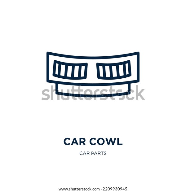 car cowl icon\
from car parts collection. Thin linear car cowl, auto, automotive\
outline icon isolated on white background. Line vector car cowl\
sign, symbol for web and\
mobile