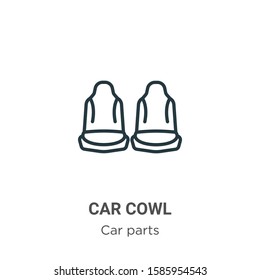 Car cowl outline vector icon. Thin line black car cowl icon, flat vector simple element illustration from editable car parts concept isolated on white background