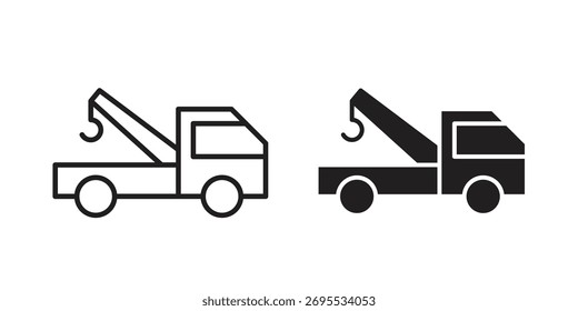 Colección de ilustraciones de iconos de grúa de coche. contorno de carrera editable y estilo plano