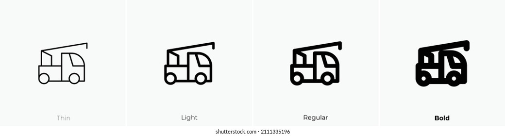 car crane icon. Thin, Light Regular And Bold style design isolated on white background