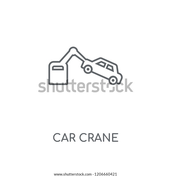 Car crane linear icon. Car crane\
concept stroke symbol design. Thin graphic elements vector\
illustration, outline pattern on a white background, eps\
10.