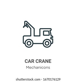 Car crane outline vector icon. Thin line black car crane icon, flat vector simple element illustration from editable mechanicons concept isolated stroke on white background