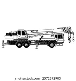 car cranes, construction vehicles, trucks and pick ups