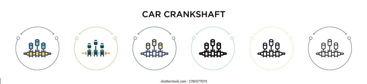 Car crankshaft icon in filled, thin line, outline and stroke style. Vector illustration of two colored and black car crankshaft vector icon design can be used for mobile, ui, web