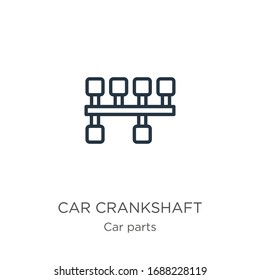 Car crankshaft icon. Thin linear car crankshaft outline icon isolated on white background from car parts collection. Line vector sign, symbol for web and mobile