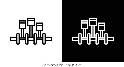 Conjunto de iconos de Vector de línea delgada del cigüeñal del coche.