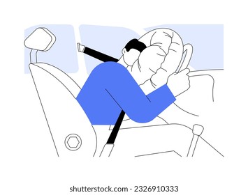 Car crash abstract concept vector illustration. Car airbag usage, road accident consequences, vehicle breakdown, auto crash problem, personal transport, dangerous situation abstract metaphor.