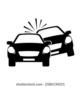 Car Crash Accident - Black Silhouette illustration Vector