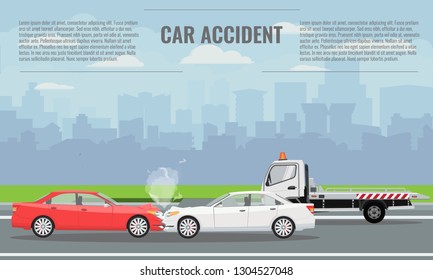 Car crash or accident concept illustration. Vector illustration for infographic template.