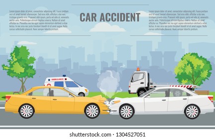 Car crash or accident concept illustration. Vector illustration for infographic template.