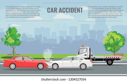 Car crash or accident concept illustration. Vector illustration for infographic template.