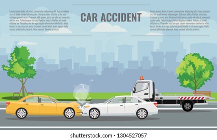 Car crash or accident concept illustration. Vector illustration for infographic template.