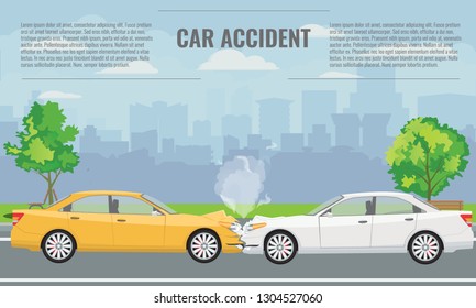 Car crash or accident concept illustration. Vector illustration for infographic template.