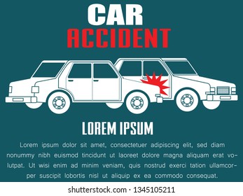car crash and accident on road. Flat vector illustration design.