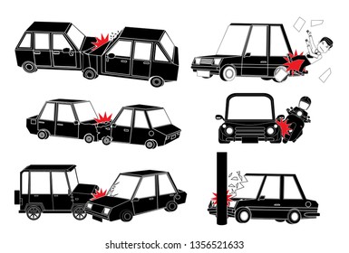 car crash and accident on road. Flat vector illustration design.