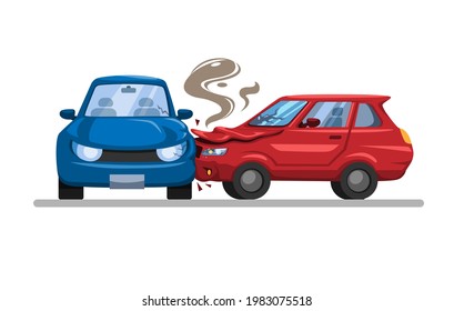car crash accident side impact illustration concept in cartoon vector