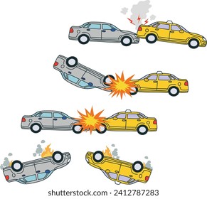 car crash accident tarffic icons vector illustration	
	