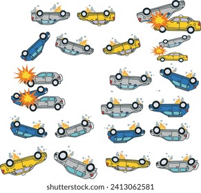 car crash accident tarffic icons vector illustration	
	