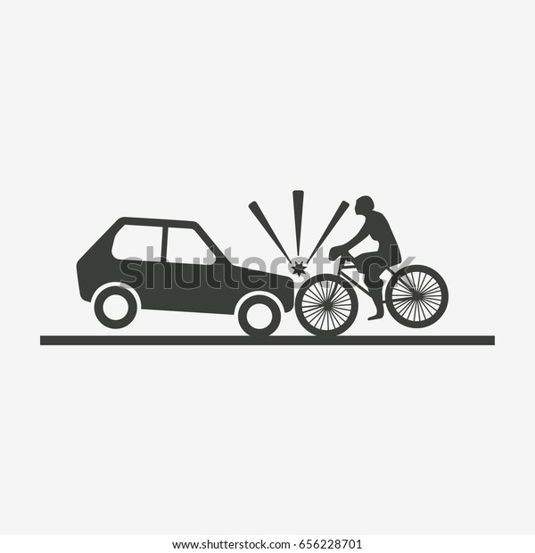Car crash\
with bicycle. Flat vector\
illustration