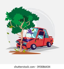 14+ Car crash into tree clipart