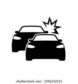 car crash black icon white background vector illustration