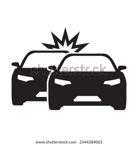 car crash black simple icon on white background for web