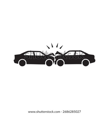 Car crash collision icon representing a traffic accident and the need for auto insurance claim and emergency response service