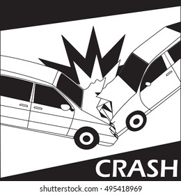 Car crash with comic stripe line. banner concept - vector illustration style