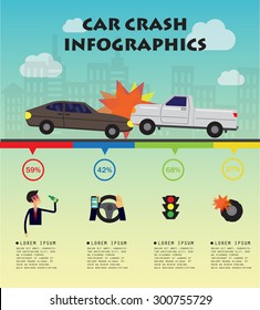 Car crash concept, infographics, vector illustration