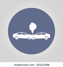 Car crash concept. Layered vector illustration. Flat