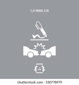 Car crash document sign - Vector flat icon
