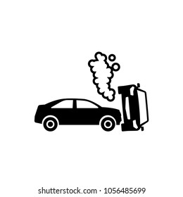 Car Crash. Flat Vector Icon. Simple black symbol on white background