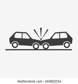 Car crash with car. Flat vector illustration